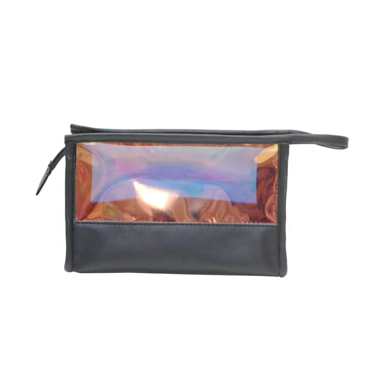 Waterproof Transparent Toiletry Pouch Clear Iridescent Cosmetic PVC Travel Holographic Makeup Bag for Women