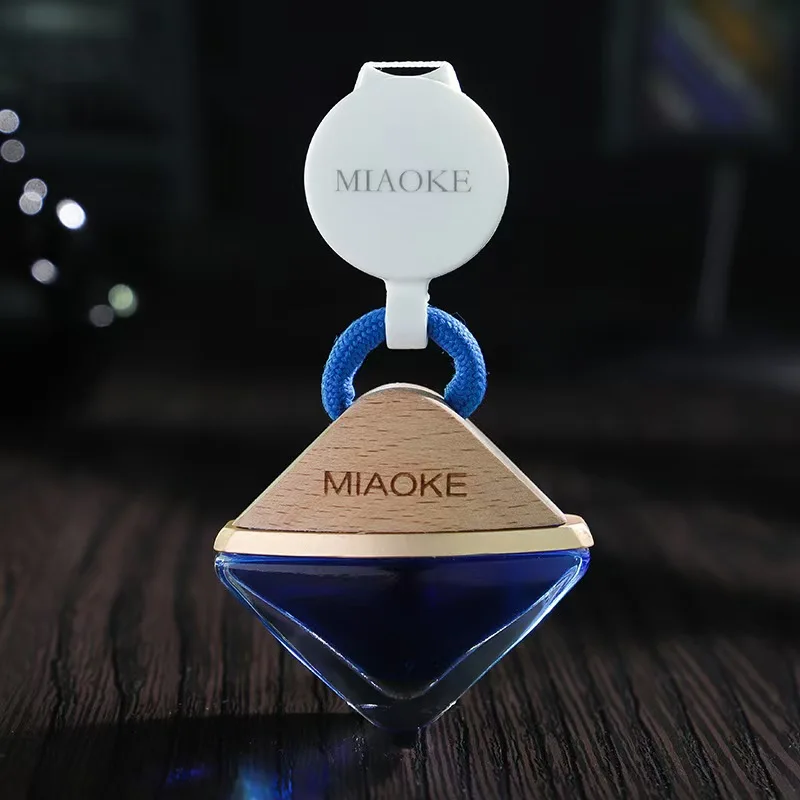 6ml  8ml  10ml Wooden Cap Car Air Purifier Stylish Hanging Perfume Diffuser Bottle for Car Air Freshening and Aromatherapy
