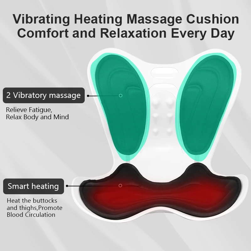 Multi-Functional  Vibration Heat  Electric Breathable Chair Waist Lumbar  Support Seat Massage Cushion for Posture Correction