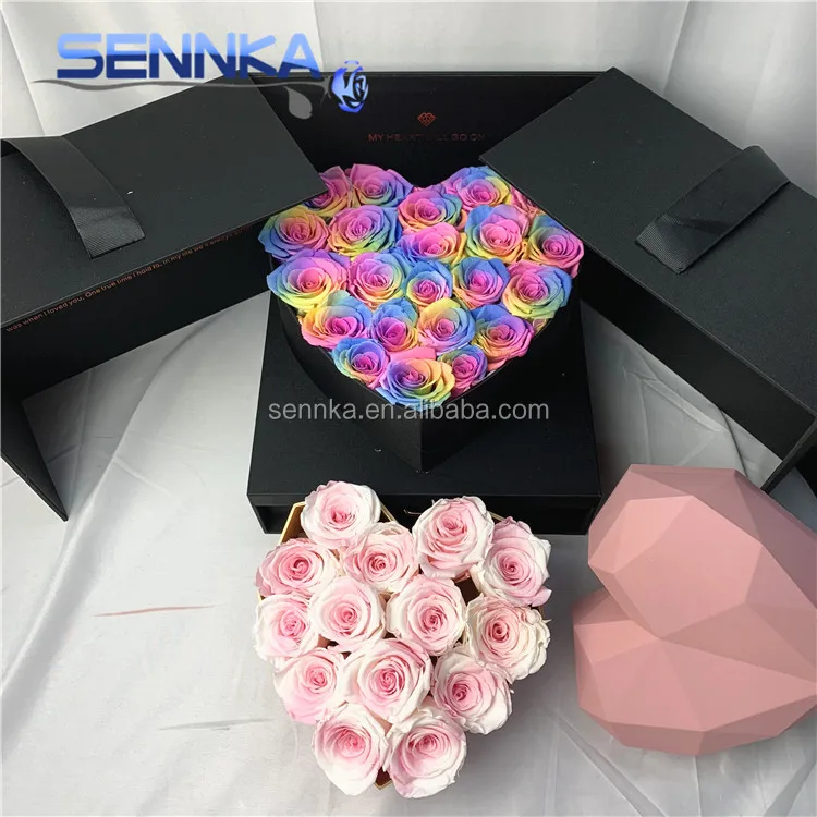 Best selling valentines day gift stabilized roses in heartshaped box wholesale forever roses preserved flower