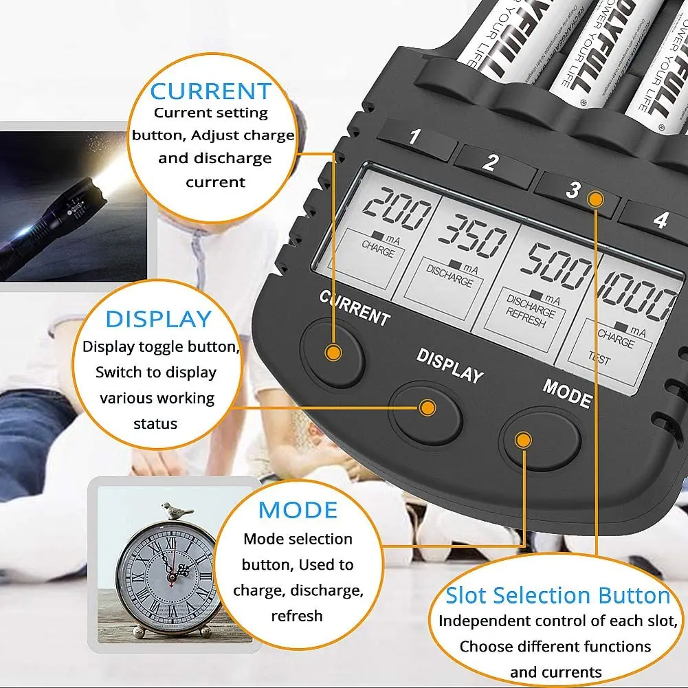 Dlyfull T1 Ni-MH/CD lcd battery charger AA AAA charger for 1.2V Ni-MH rechargeable batteries with capacity test and discharge