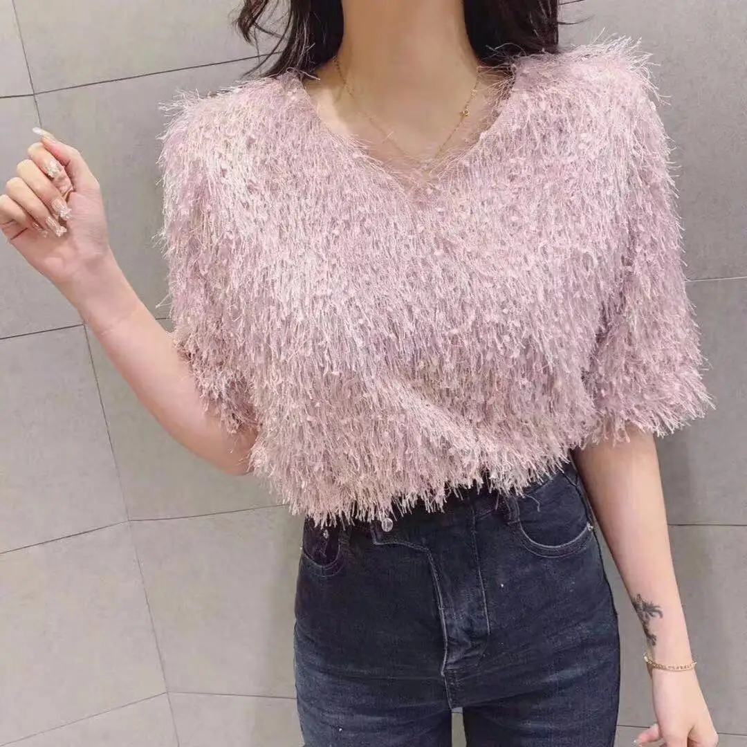 13NM 4cm Nylon Eyelash Feather Yarn FD White Imitate Mink Fancy Yarn For Sweaters