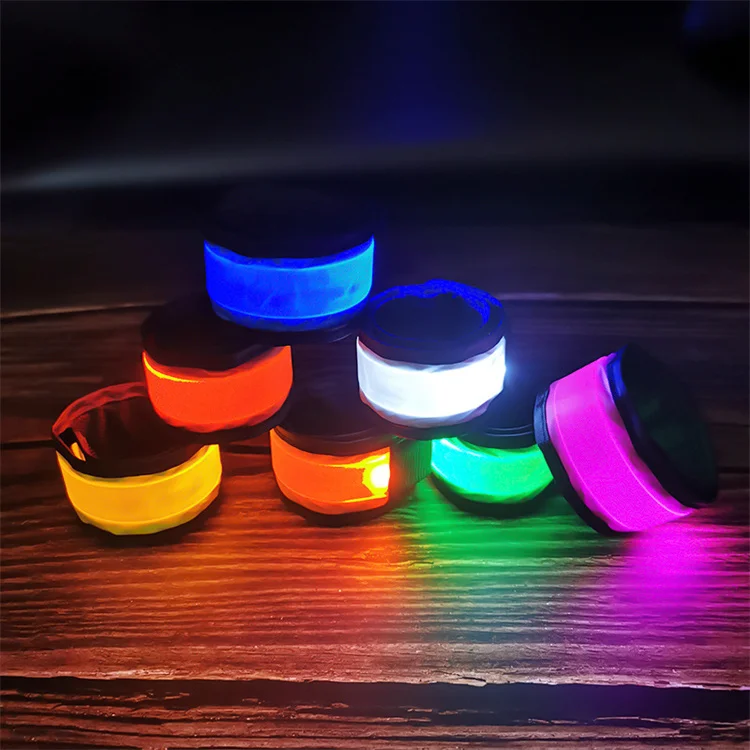 Safety light up led running armband slap bracelet Bike Warning wristband Glow Led Slap Wristband Neon bar party pro