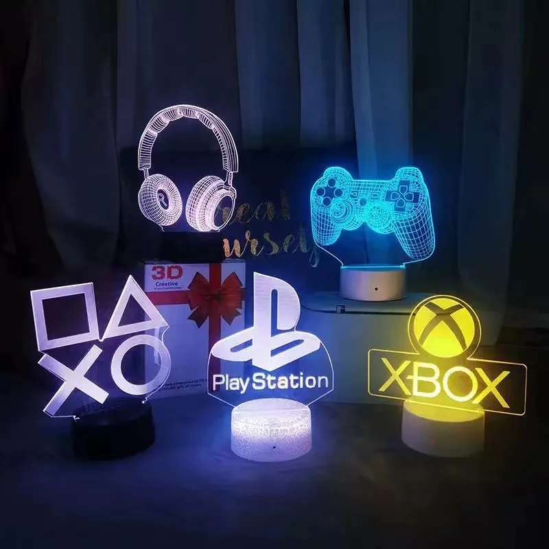 Подарок для мальчика акриловый USB RGB 7-цветный светодиодный 3D свет Ночная Луна 5 серий дизайн геймпада перезаряжаемый аккумулятор В спальни