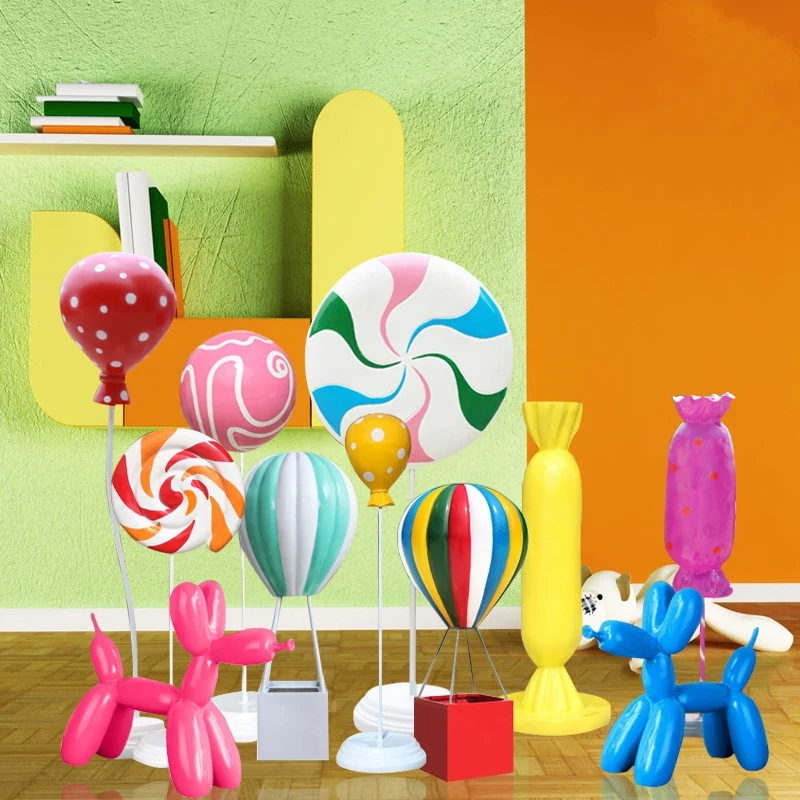 Customized large foam fiberglass candy sculpture props giant lollipop candy donut statues candyland  for wedding