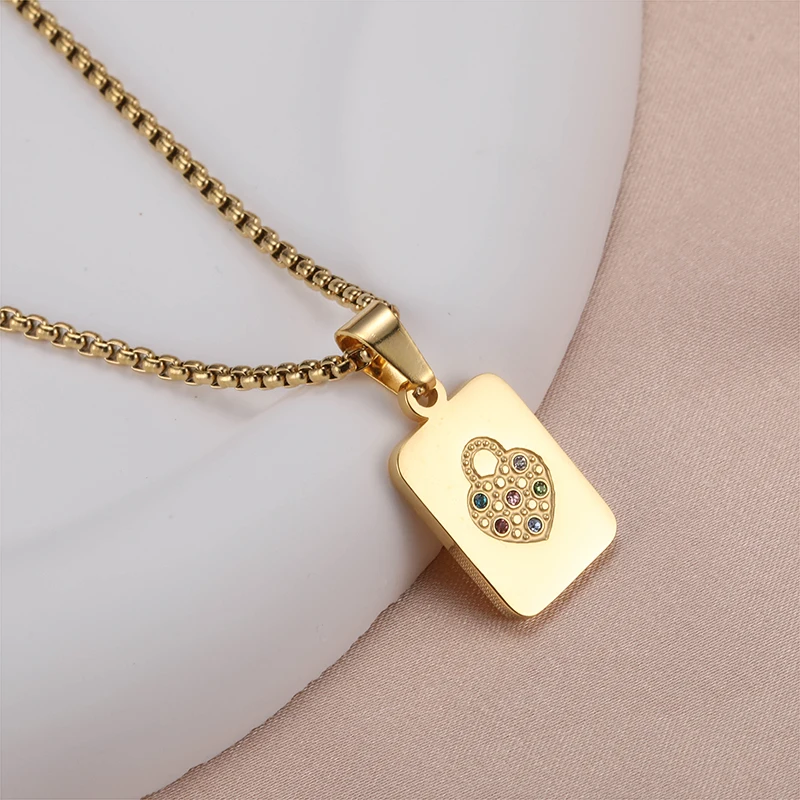 Women 18K Gold Plated Stainless Steel Charm Pendant Necklace