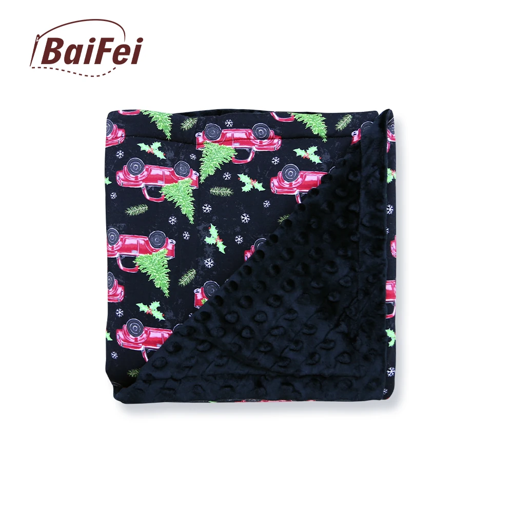 Custom Designer Printing Checkered Fleece Minky Dots Winter Blanket Wholesale Christmas Bamboo Quilt Baby Blanket Super Soft