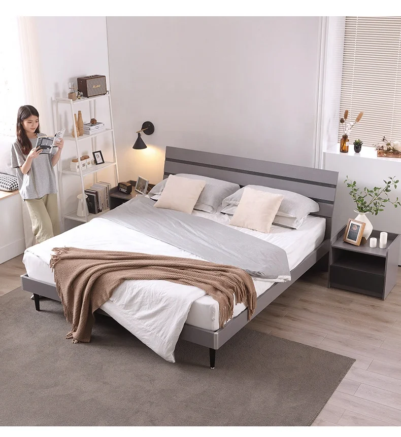 Full Bedroom Low Modern Wooden Models Minimalist King Size Oak Queen Set Furniture High Quality Hotel Frame Queen Bed