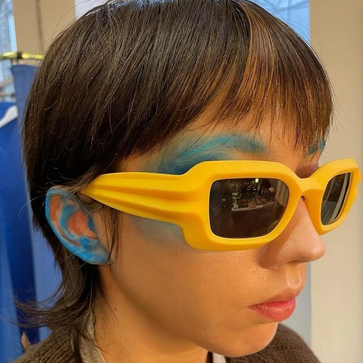 DL Glasses Trend Street Square Sunglasses 2022 Hip Hop Funny Colorful Fashion Yellow Shades Bump Cyberpunk Sunglasses
