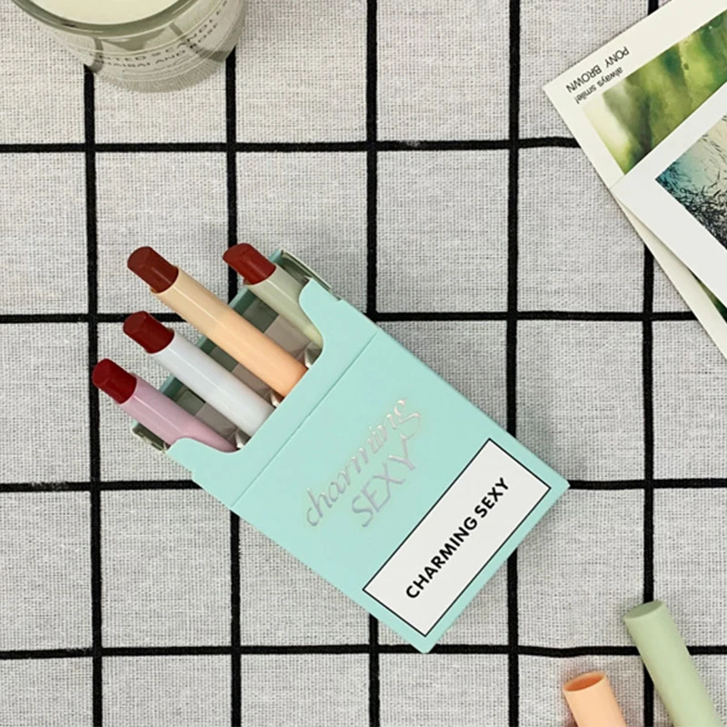 Alobon Waterproof Sexy Mini Smoke Cigarette Vegan Herbal Long-lasting 4 Color Matte Lipstick