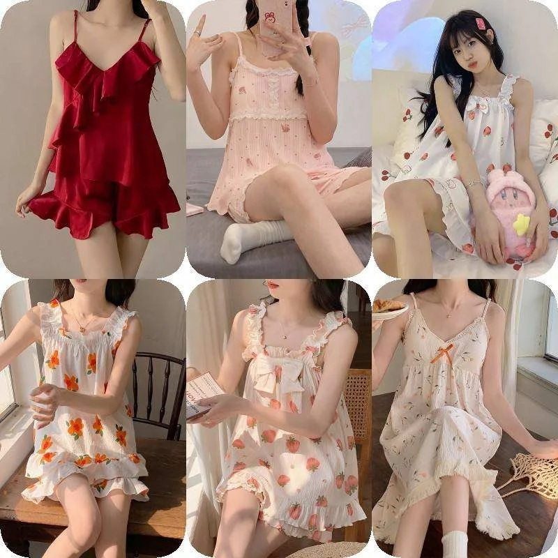 2 Pieces Sleeveless Top Pajamas Short Set Solid Color Summer Silk Satin Nightwear Luxury Sleepwear for Women