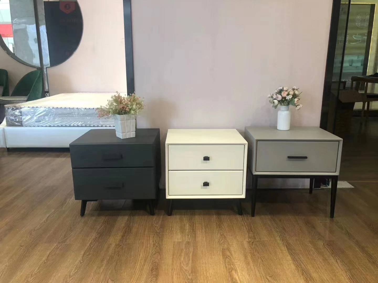 Patented Luxury Cabinet Night Stand White Smart Bedside Table Nightstands