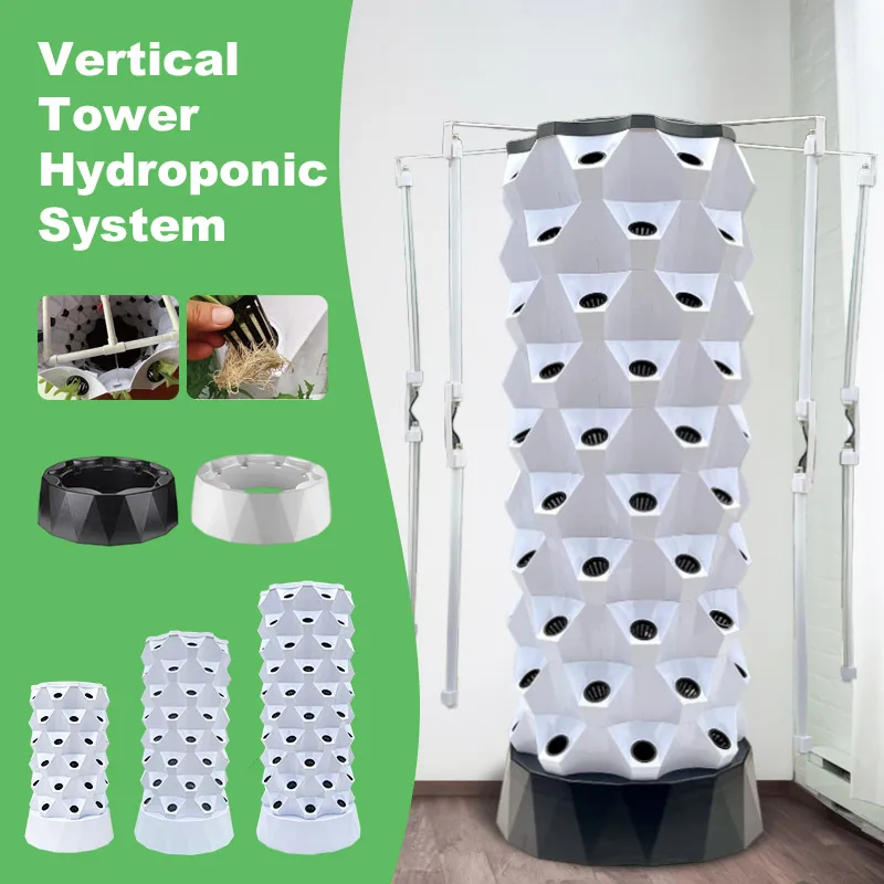 High productivity garden tower with vertical hydroponic system