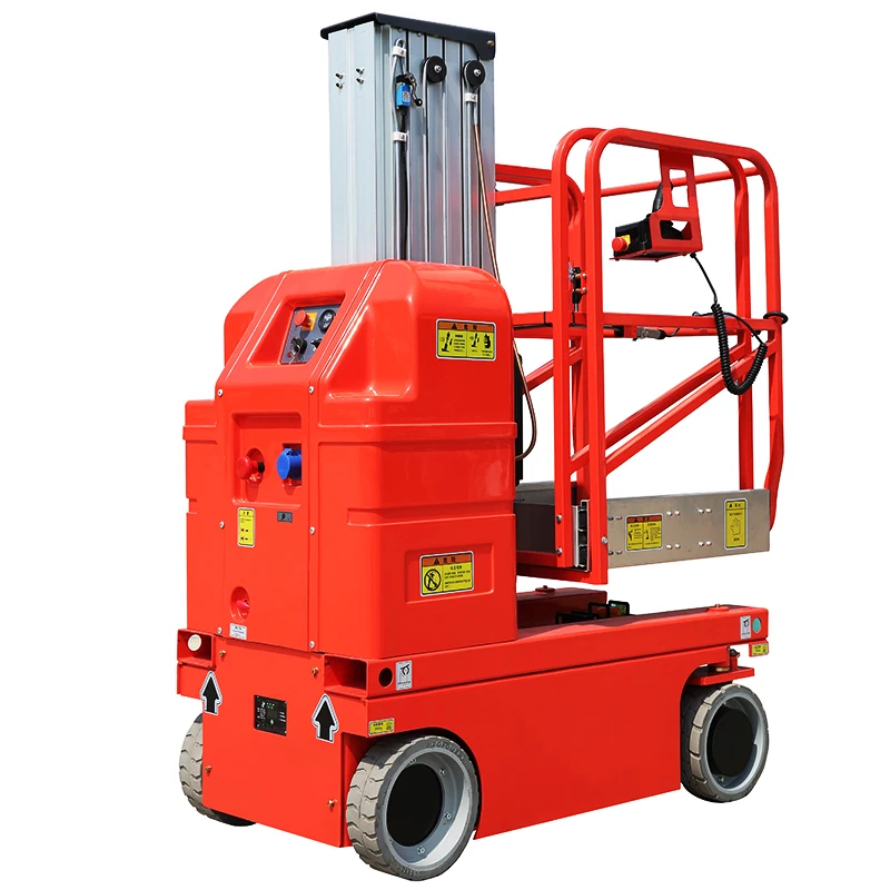 9.5M Hydraulic aerial single mast lift automatic drivable aluminum lifter