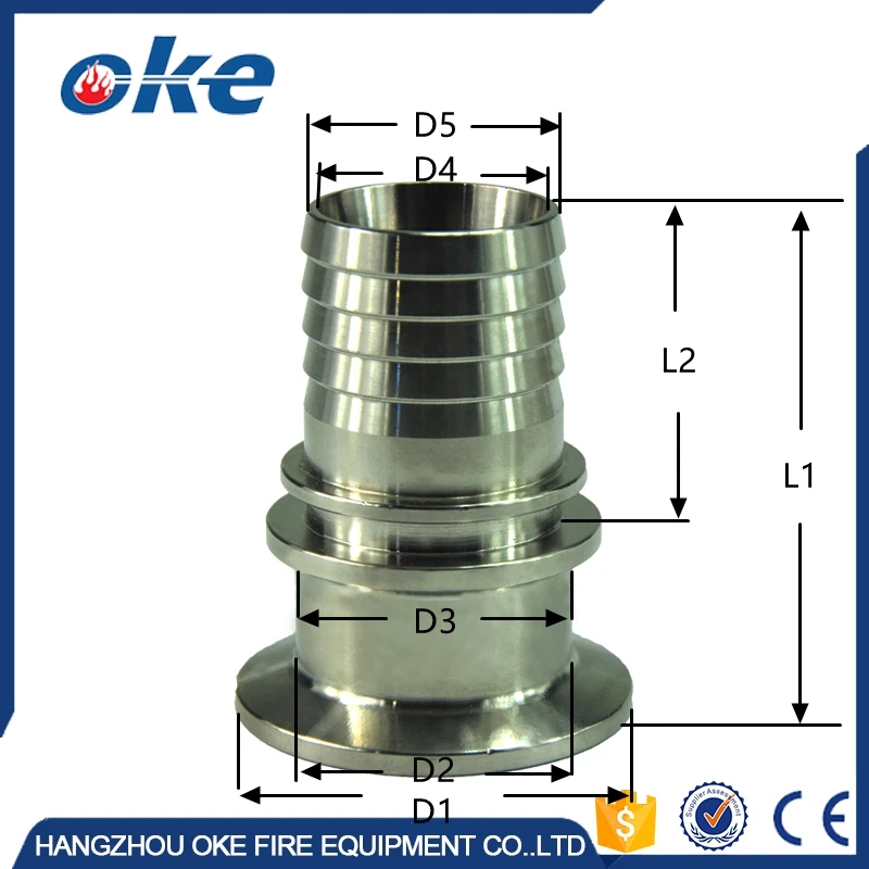 Okefire Food Grade Stainless Steel Rigid Sanitary Male Thread Pipe Coupling