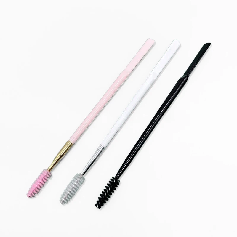 Ready to ship brow gel brush private label brow freeze spatula spoolie brush customized dual styling brow gel applicator