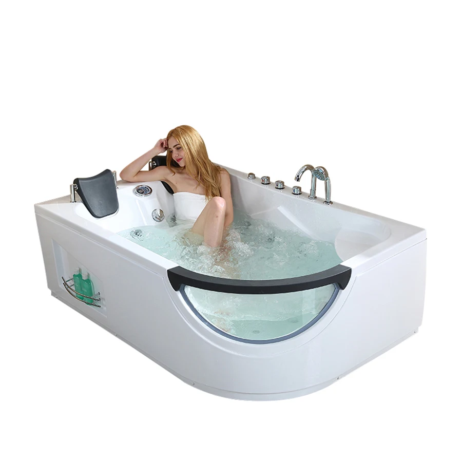 Luxury Air Bubble Led Light Computer Controlled Corner ABS Whirlpool Massage Bathtub
