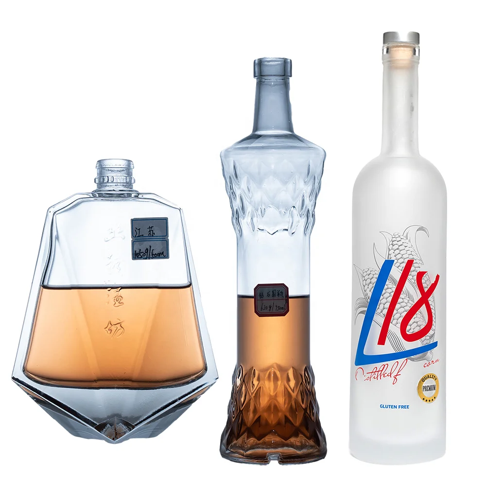 Premium custom empty bespoke gin 700ml 750ml rum whiskey botellas de vidrio vodka gin wine glass bottle