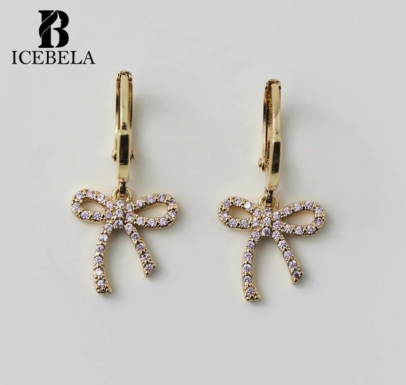 Christmas Fashion Fine Jewelry Hoop Drop Earrings Women Minimalist Korean 925 Sterling Silver Christmas Bow Earrings For Girls