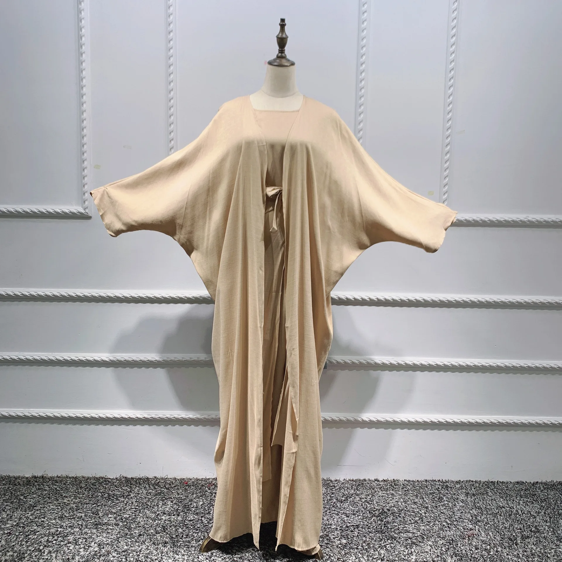 New hijab dresses women turkey muslim dress and hijab 3 pieces inner abaya mid wrap out abaya