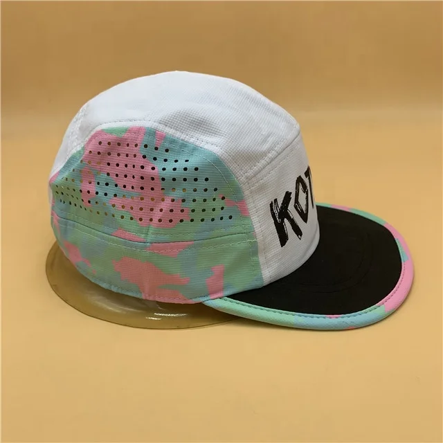 flat brim sports cap laser cut cap breathable Ripped Nylon Flat Running Hat Dri- Fit snapback cap