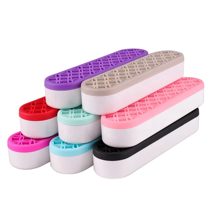 Wholesale Logo Custom Toothbrush Storage Drying Rack Cosmetic Make Up Brush Holder Travel Silicone Makeup Brush Holder