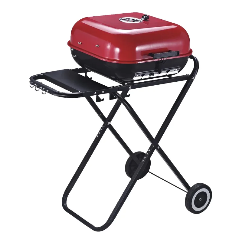 Charcoal Grill with Side Table Cooking Grid Area Outdoor Backyard Camping Picnics Black