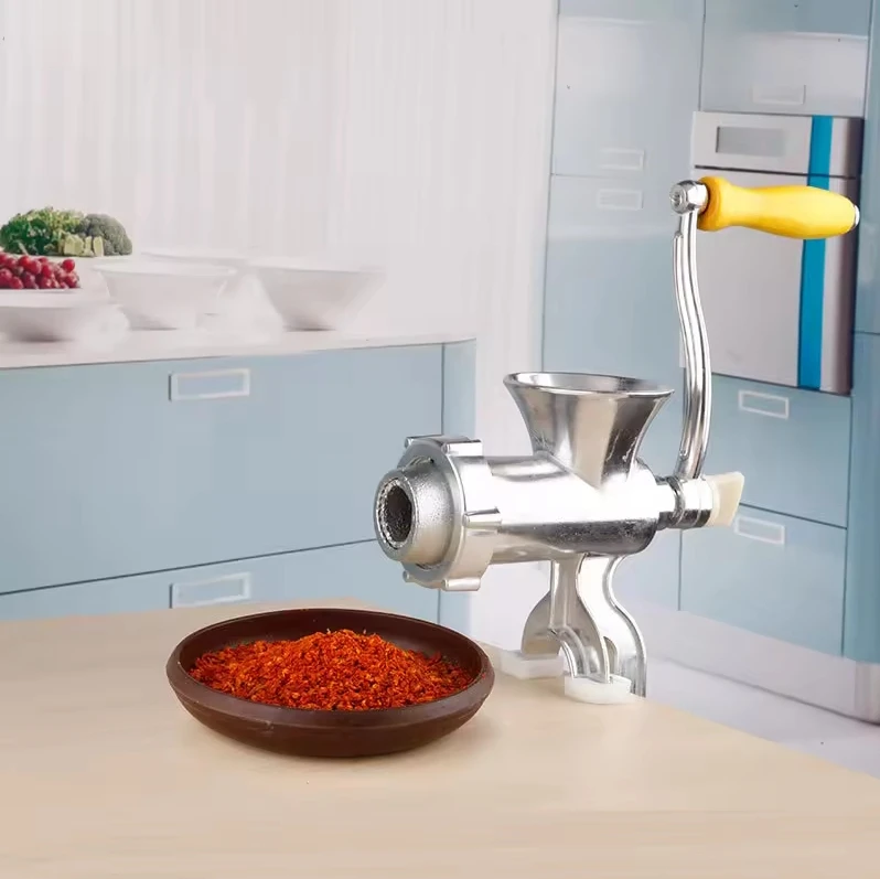 6 in 1 Meat Grinder with Tabletop Clamp  Cast Iron Heavy Duty Noodles Sausage Maker Filler and Manual Meat Mincer