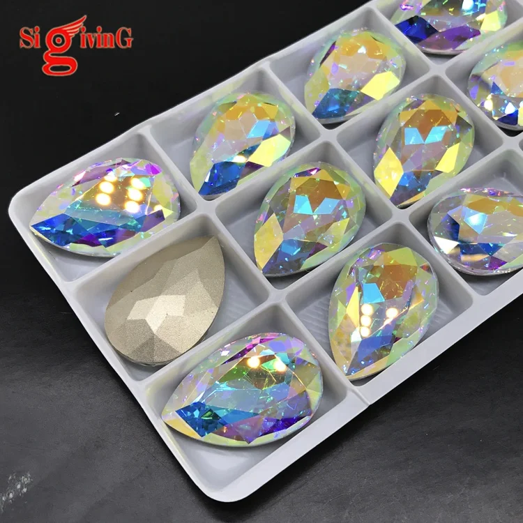 High Quality Glass Crystal AB Color Tear Drop K9 Fancy Stone Rhinestones For Jewelry Making