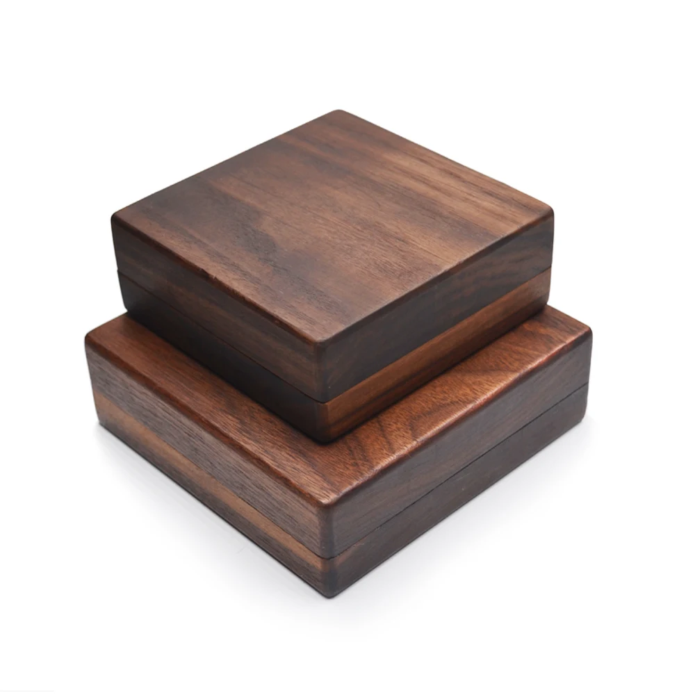 Square Walnut Wood Box Packaging For Storage