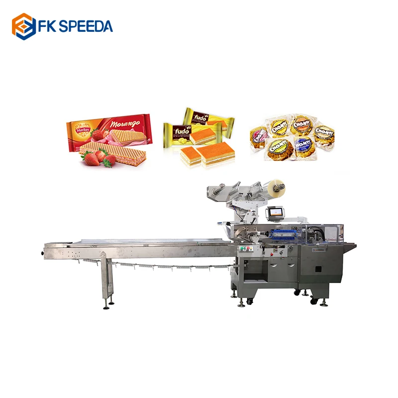 FK-Z60 Pillow Type Toffee Wafer Biscuit Automatic Bread Fork Knife Spoon Packing Machine For Fruit And Vegetable