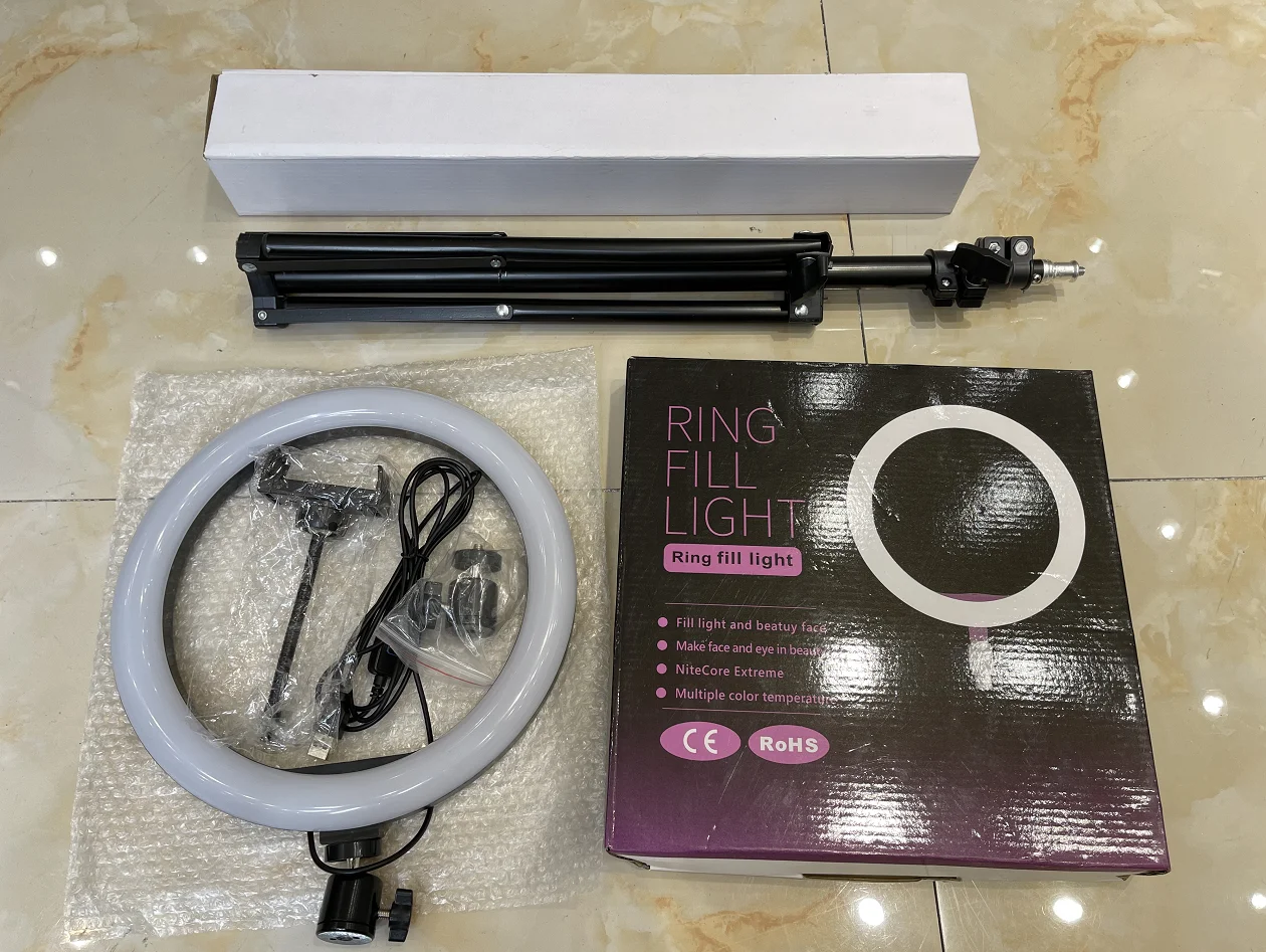
FOSOTO 10 inch led selfie Ring light 26cm Video lamp photographic lighting with Tripod stand And phone holder For makeup Youtube 