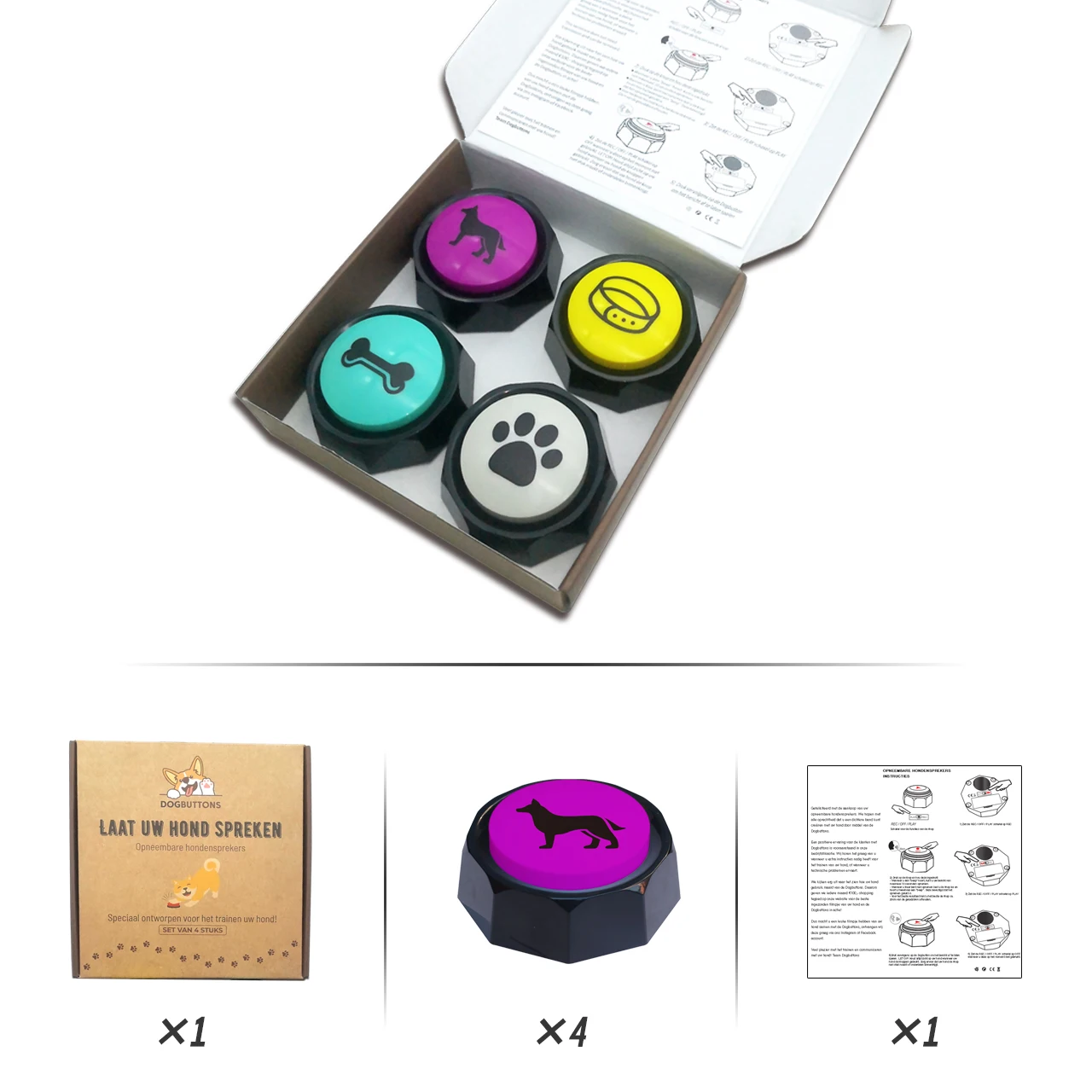 RIBOSY Programable Sound Button, Recordable Buttons for Dogs - Dog Buttons for Communication Board,Pet Train Interactive Toys