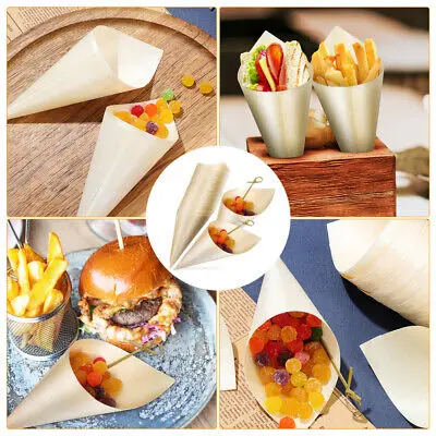 Disposable Wood Cones for Charcuterie Food Pinewood Cone Cups for Party Food Display