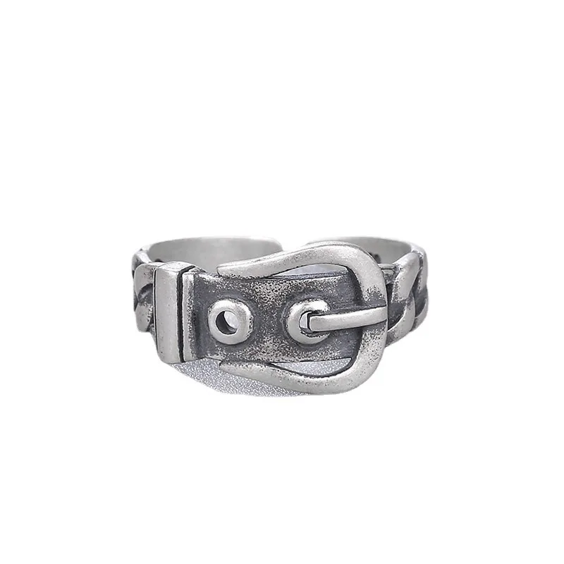 Fashion Original Design Vintage Sterling Silver Personality Belt Hip Hop Hipster Ring