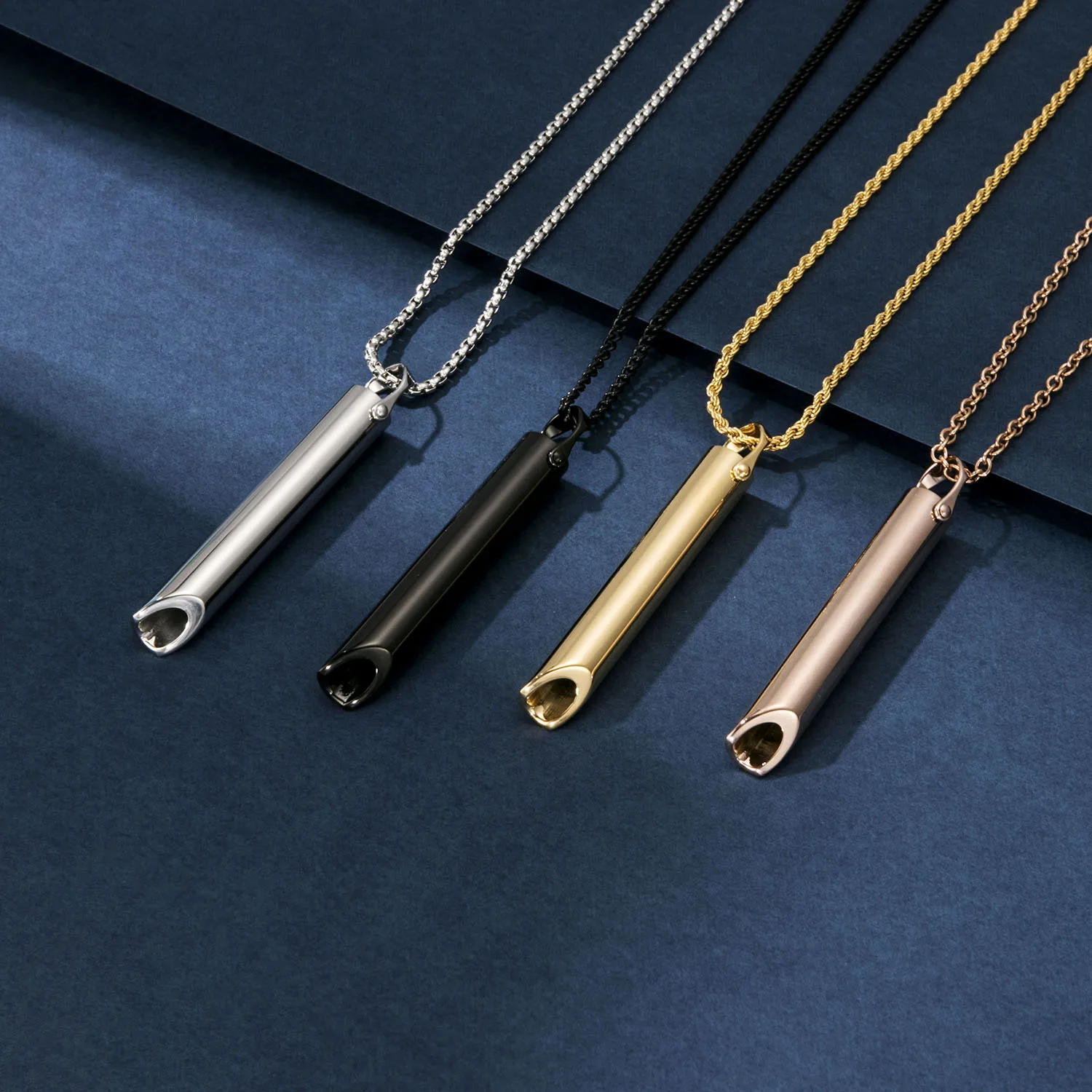 Stainless Steel Breathing Anxiety Necklace Pendant for Meditation Relaxation Calming Down Reducing Stress for Women and Men