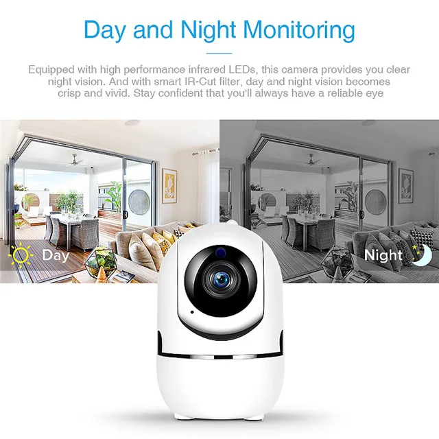 motion detection full hd smart  2mp 360 small wifi ip cables housing security wireless PTZ wifi CCTV camera with night vision