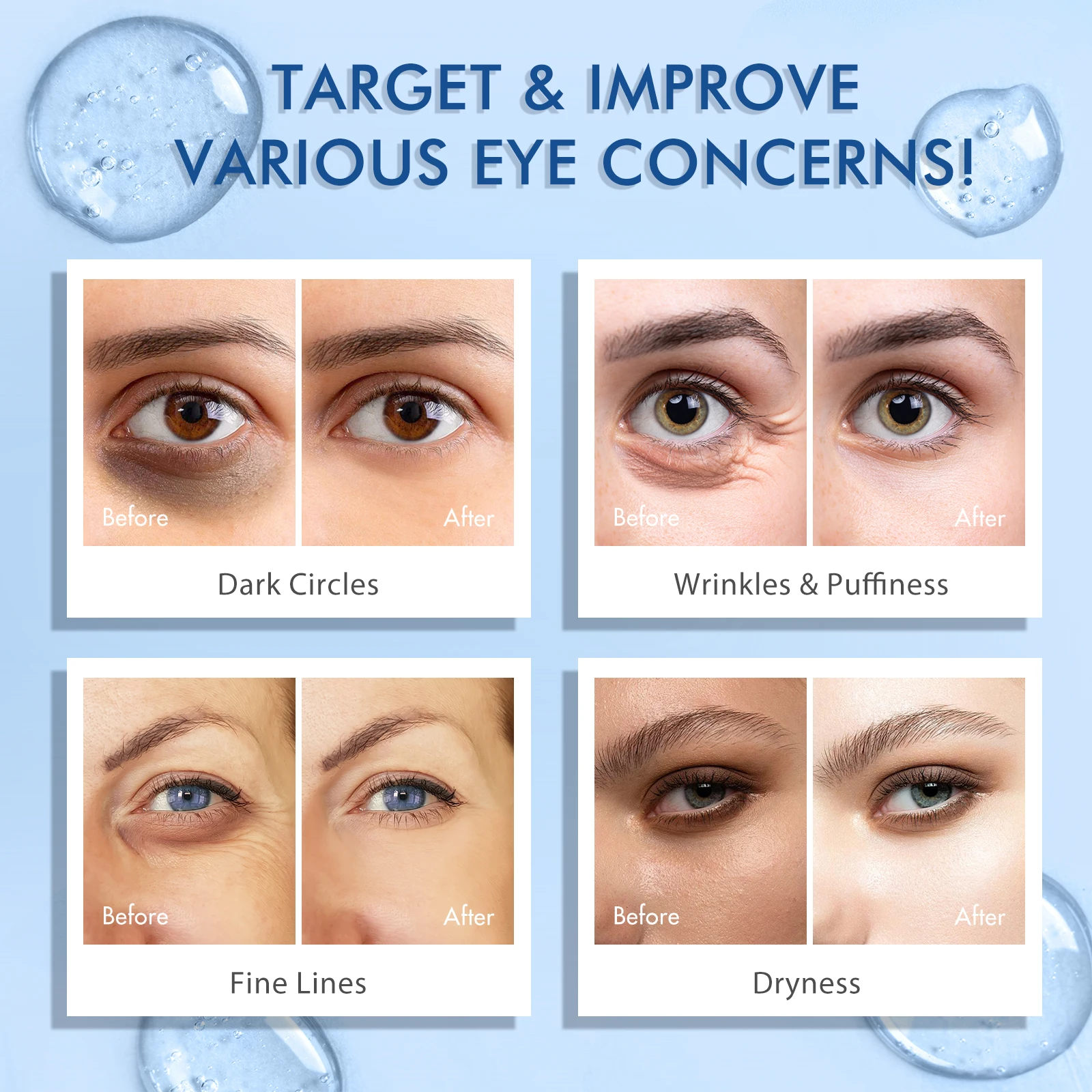 YECUCE 15ml Eye Cream Advanced Under Eye Serum with Caffeine Retinol Hyaluronic Acid for Puffy Eye Bags Dark Circles Wrinkles