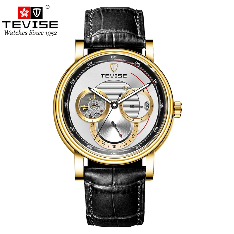 OEM Accept Luxury Automatic Watch for Men Mechanical Watch Genuine Leather Straps Wristwatch