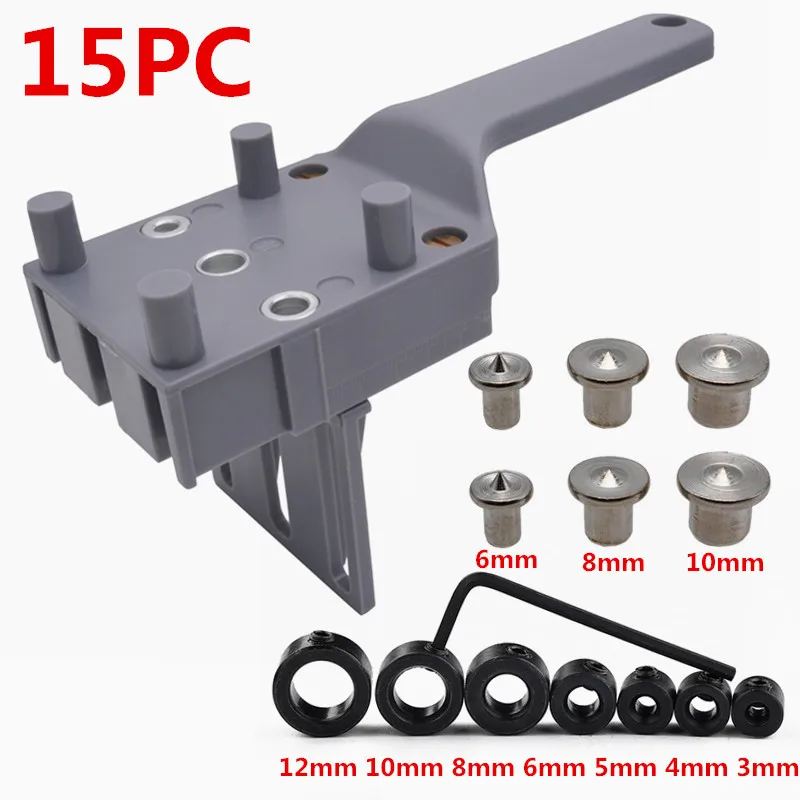 15 Pcs Straiyht Hole locator Pocket Hole Screw Jig Dowel Drill Guide Locator Carpentry Dowel Joints