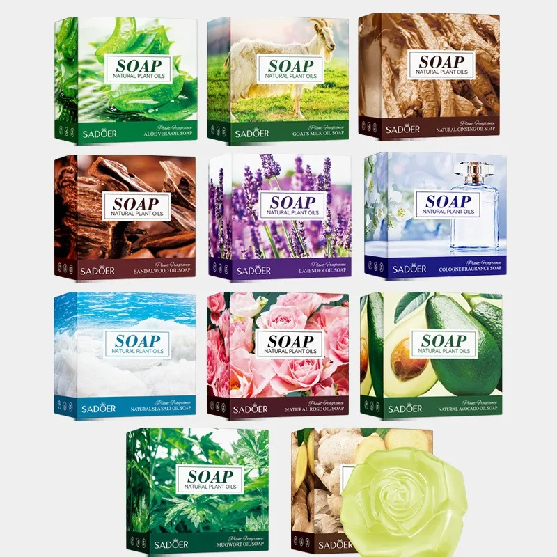 Wholesale SADOER Private Label Ginger Mint Coconut Sea Salt Orange Plant Extract Essential Oil Vitamin C Body Clean Solid Soap