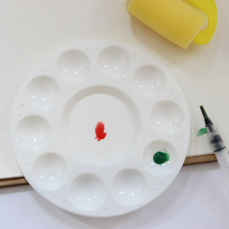 Non-Stick Paint Palette Artist Paint Mixing Tray Palette Round Shaped 10 Holes