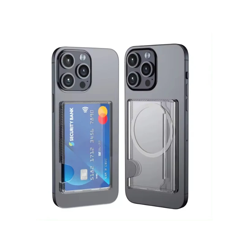 Transparent Clear Quick Access Magnet Side Slot Card Holder Magnetic Wallet For Magsaf Iphone 15 14 13 12 Series Mobile Phones