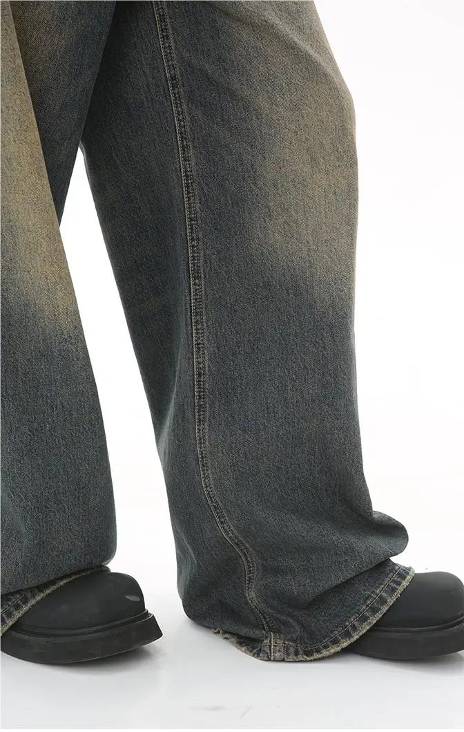 Streetwear Retro Old Baggy Jeans Men Wide Leg Mens Jeans Top Quality Jeans Homme Custom