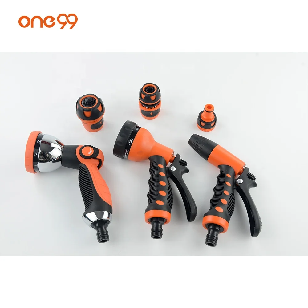 one99 orange lawn garden 9 pattern metal water hose nozzle