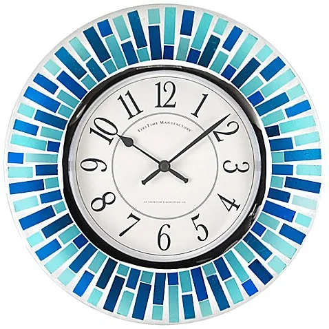 Sea Blue Mixed Color Mosaic Wall Decorative Clock Hot Selling
