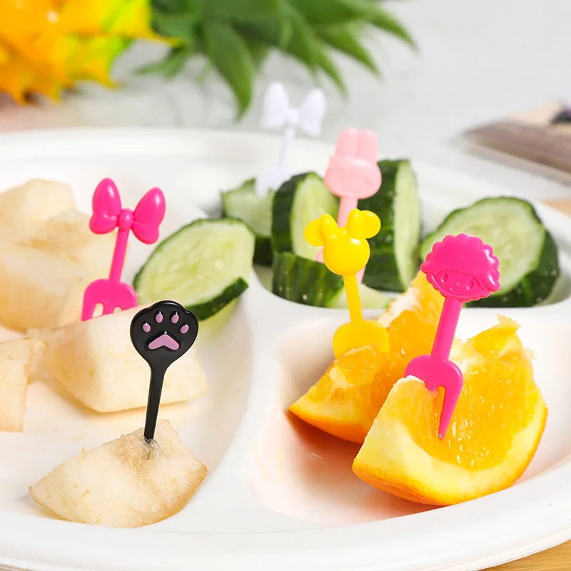 Animal Fruit Fork Food Grade Plastic Mini Cartoon Kids Cake Fruit Toothpick Bento Lunch Bento Accessories