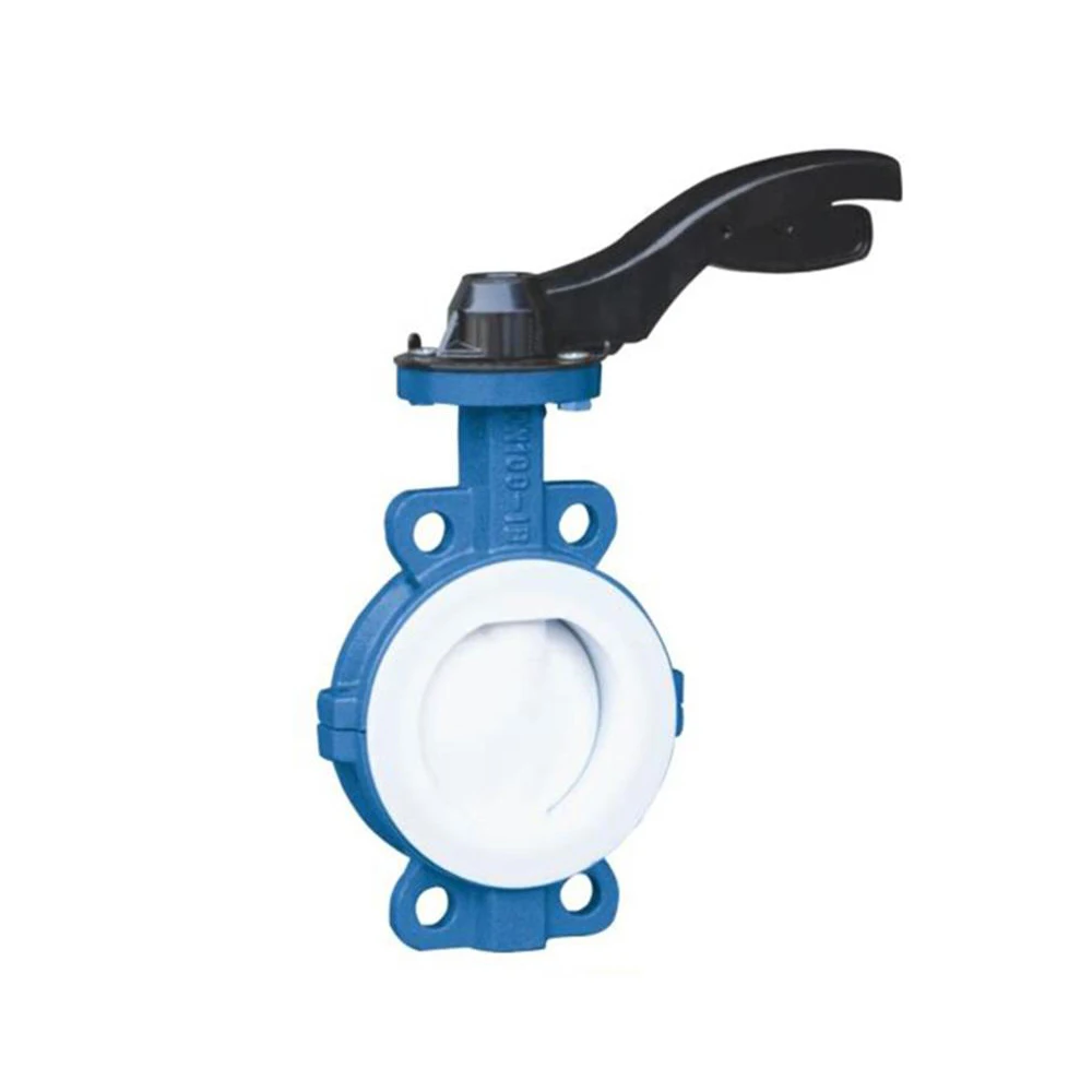 Duplex U Type PN25 Wrench Operate WCB Material FKM Fluorine Lined Double Flange Butterfly Valve with worm gear