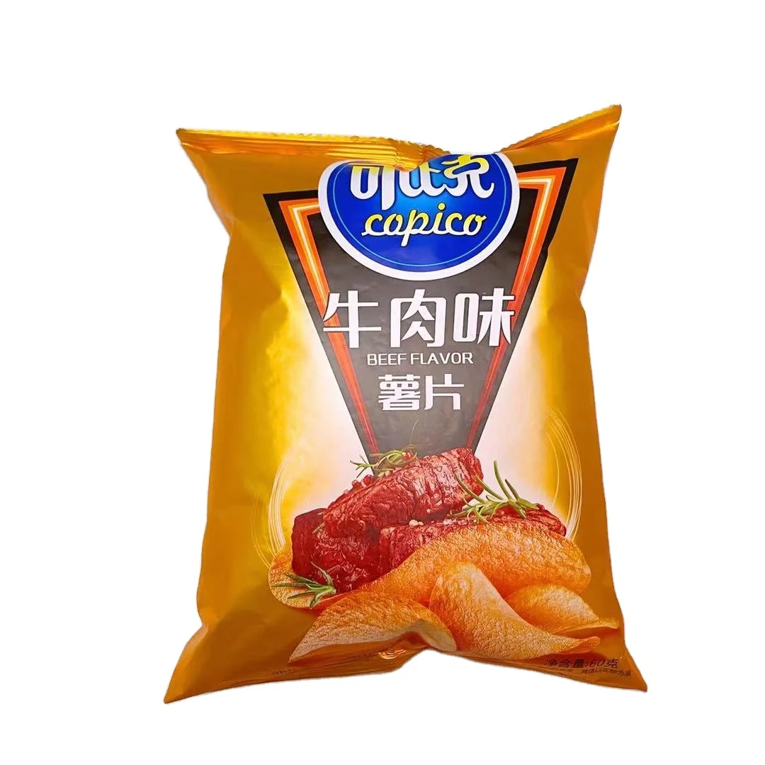 
Wholesale Chinese imported bags of casual daily snacks can be a variety of flavors of potato chips 60g*48 bags/box 
