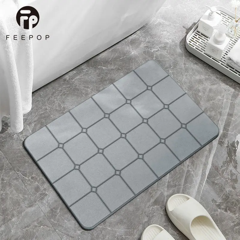 Ultra Fast Drying Earthstone Bath Mat Anti Slip Floor Mat for Bathroom